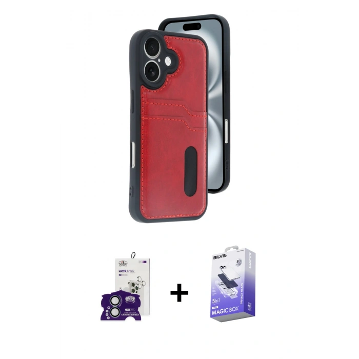 MARSİLYAN™- iPhone 16 Kılıf Yörünge Işık Serisi - Siyah Bilvis 5in1 5D Magic Hayalet Cam Ekran Koruyucu + Bilvis Titan Kamera Lens - YL