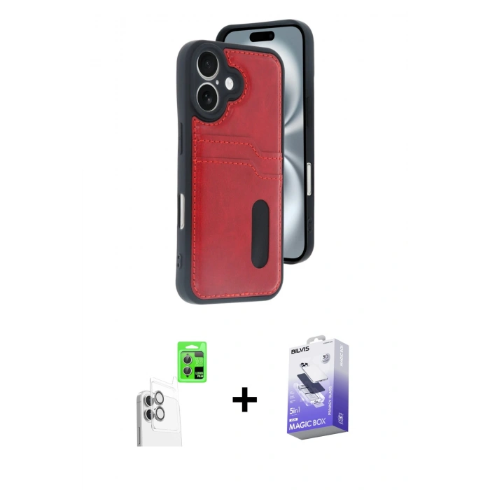 MARSİLYAN™- iPhone 16 Kılıf Yörünge Işık Serisi - Siyah Bilvis 5in1 5D Magic Hayalet Cam Ekran Koruyucu + Raze Metal Kamera Lens - BZ