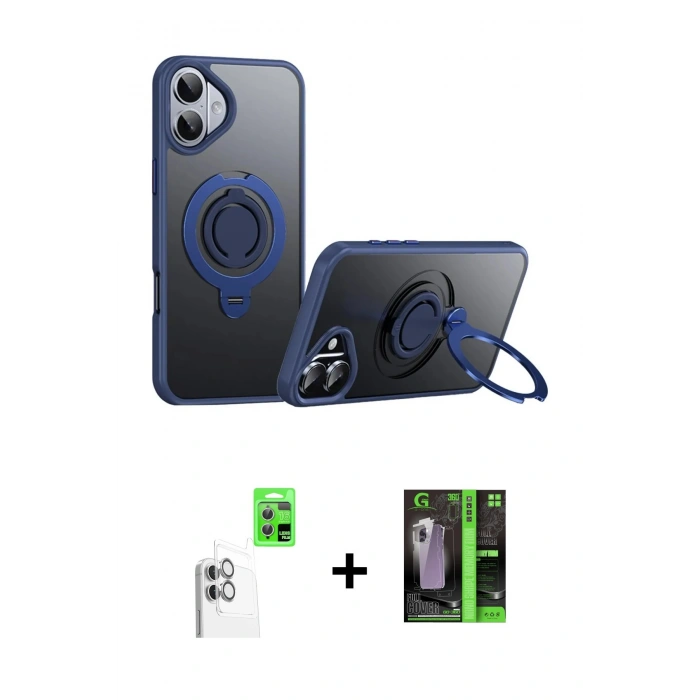 MARSİLYAN™- iPhone 16 Kılıf Zirve Çizgi Prime - Şeffaf 360 Full Body Arka Koruyucu + Raze Metal Kamera Lens - BZ