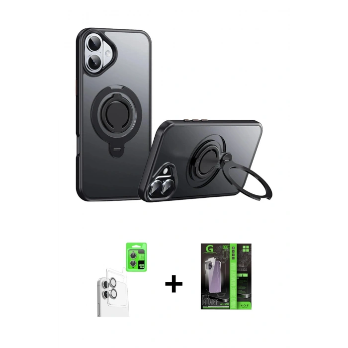 MARSİLYAN™- iPhone 16 Kılıf Zirve Çizgi Prime - Şeffaf 360 Full Body Arka Koruyucu + Raze Metal Kamera Lens - BZ