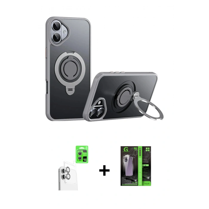 MARSİLYAN™- iPhone 16 Kılıf Zirve Çizgi Prime - Şeffaf 360 Full Body Arka Koruyucu + Raze Metal Kamera Lens - BZ