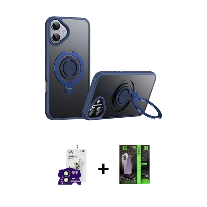 MARSİLYAN™- iPhone 16 Kılıf Zirve Çizgi Prime - Şeffaf 360 Full Body Arka Koruyucu + Bilvis Titan Kamera Lens - SH