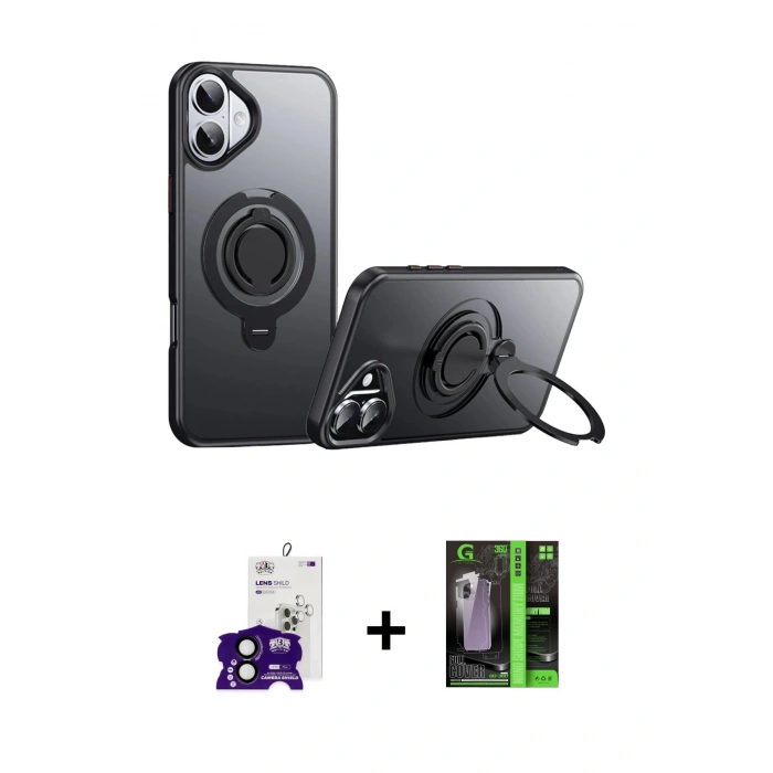 MARSİLYAN™- iPhone 16 Kılıf Zirve Çizgi Prime - Şeffaf 360 Full Body Arka Koruyucu + Bilvis Titan Kamera Lens - SH