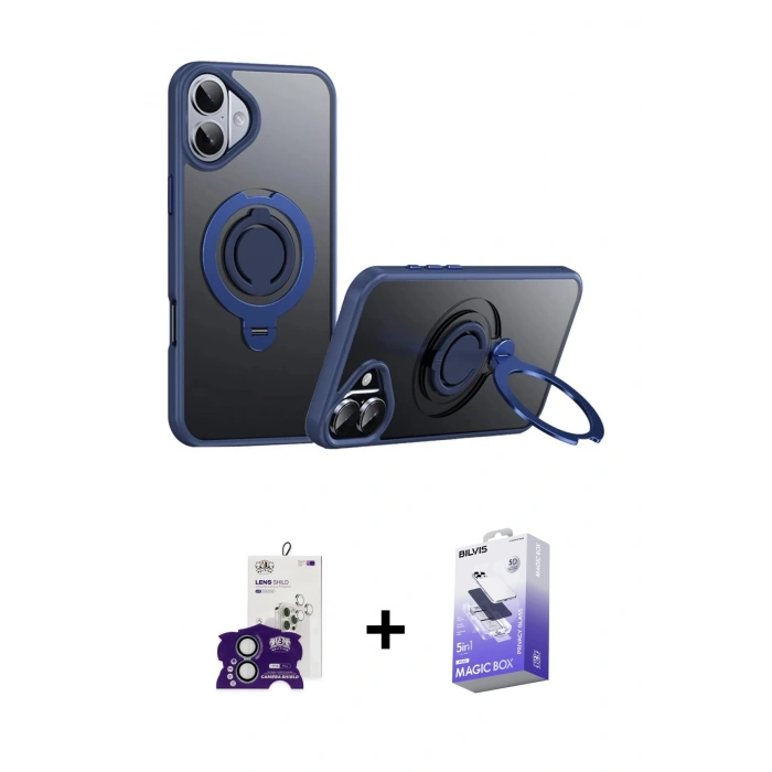 MARSİLYAN™- iPhone 16 Kılıf Zirve Çizgi Prime - Siyah Bilvis 5in1 5D Magic Hayalet Cam Ekran Koruyucu + Bilvis Titan Kamera Lens - YL