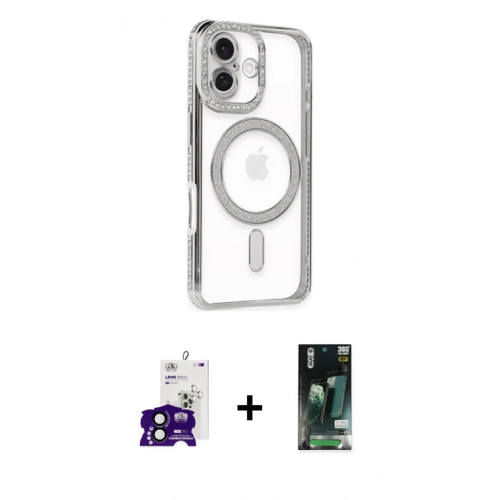 MARSİLYAN™- iPhone 16 Kılıf Zirve Doku Prime - Siyah 360 Mat Full Body Arka Koruyucu + Bilvis Titan Kamera Lens - SH
