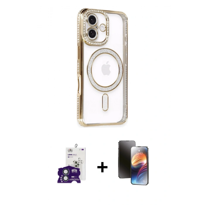 MARSİLYAN™- iPhone 16 Kılıf Zirve Doku Prime - Siyah 3D Antistatik Mat Seramik Nano Ekran Koruyucu + Bilvis Titan Kamera Lens - YL