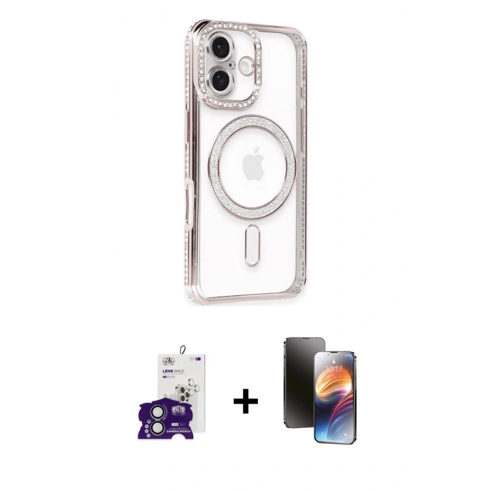MARSİLYAN™- iPhone 16 Kılıf Zirve Doku Prime - Siyah 3D Antistatik Mat Seramik Nano Ekran Koruyucu + Bilvis Titan Kamera Lens - YL