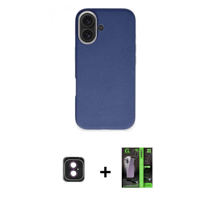 MARSİLYAN™- iPhone 16 Kılıf Zirve Modern Prime - Şeffaf 360 Full Body Arka Koruyucu + PVD Metal Kamera Lens - PE