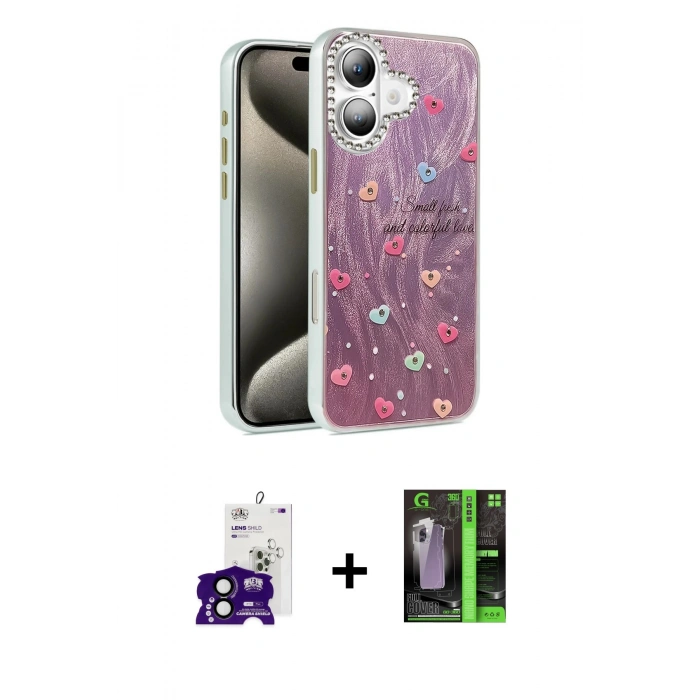 MARSİLYAN™- iPhone 16 Kılıf Zirve Modern Prime - Şeffaf 360 Full Body Arka Koruyucu + Bilvis Titan Kamera Lens - SH