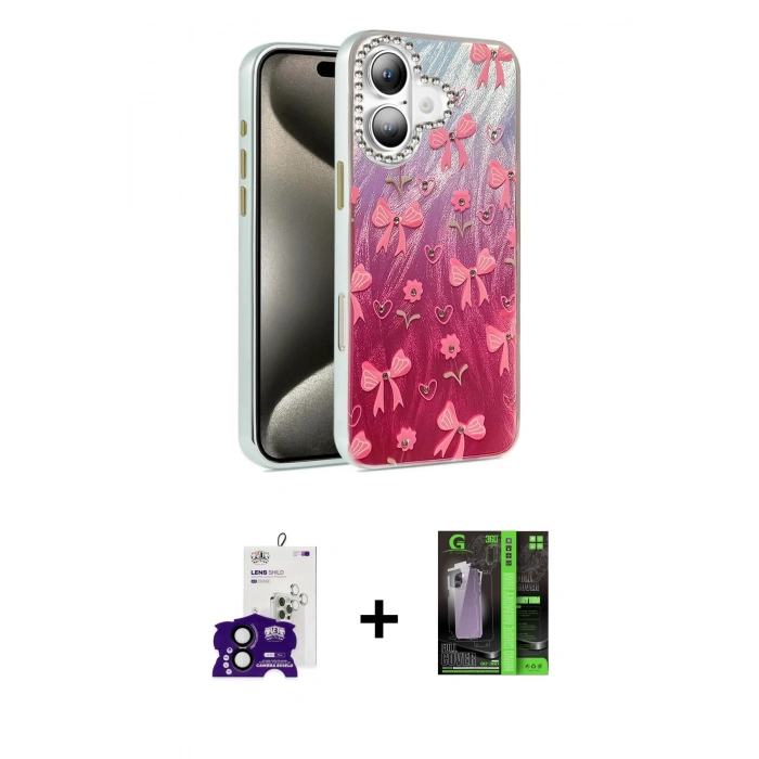 MARSİLYAN™- iPhone 16 Kılıf Zirve Modern Prime - Şeffaf 360 Full Body Arka Koruyucu + Bilvis Titan Kamera Lens - SH