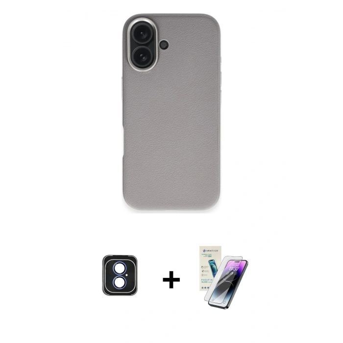 MARSİLYAN™- iPhone 16 Kılıf Zirve Modern Prime - Şeffaf Pasifik Cam Ekran Koruyucu + PVD Metal Kamera Lens - MI