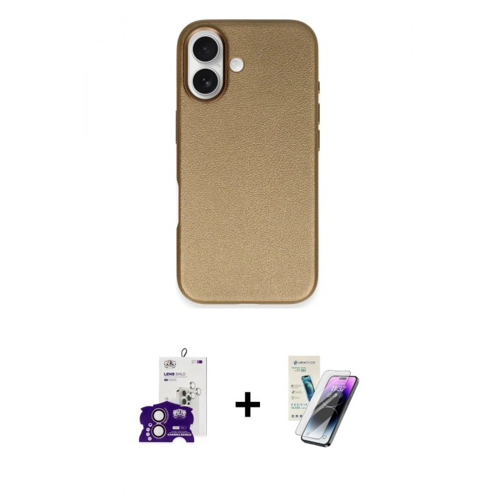 MARSİLYAN™- iPhone 16 Kılıf Zirve Modern Prime - Şeffaf Pasifik Cam Ekran Koruyucu + Bilvis Titan Kamera Lens - PE