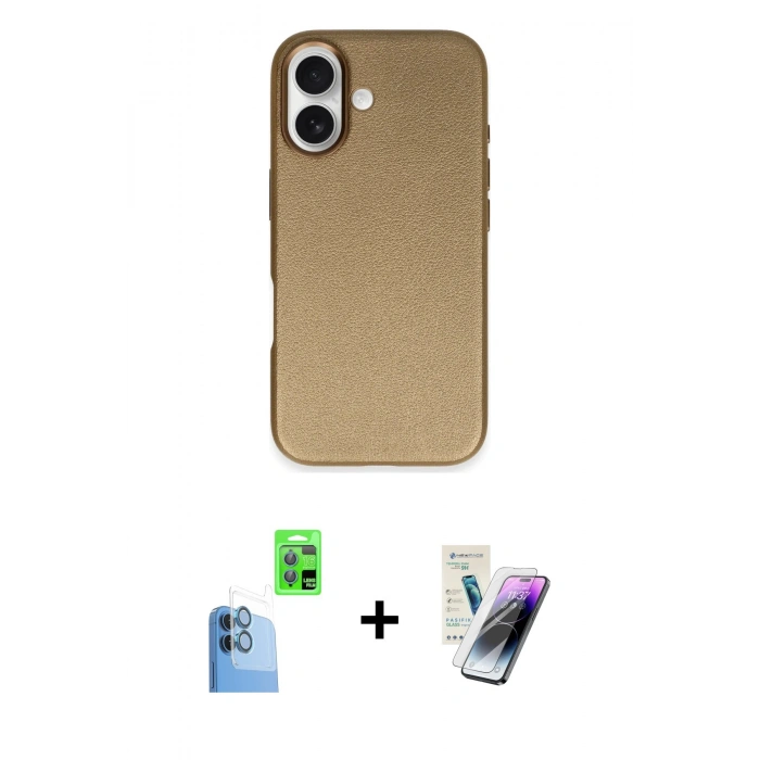 MARSİLYAN™- iPhone 16 Kılıf Zirve Modern Prime - Şeffaf Pasifik Cam Ekran Koruyucu + Raze Metal Kamera Lens - LT