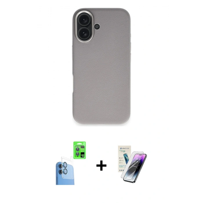 MARSİLYAN™- iPhone 16 Kılıf Zirve Modern Prime - Şeffaf Pasifik Cam Ekran Koruyucu + Raze Metal Kamera Lens - LT