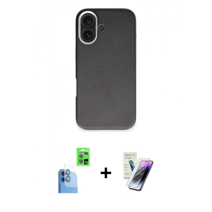 MARSİLYAN™- iPhone 16 Kılıf Zirve Modern Prime - Şeffaf Pasifik Cam Ekran Koruyucu + Raze Metal Kamera Lens - LT