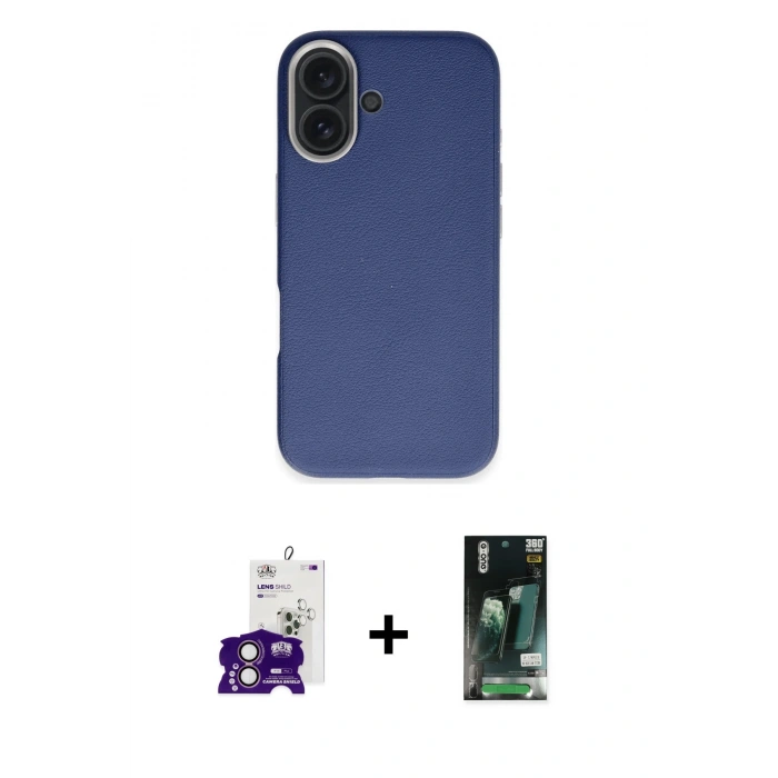 MARSİLYAN™- iPhone 16 Kılıf Zirve Modern Prime - Siyah 360 Mat Full Body Arka Koruyucu + Bilvis Titan Kamera Lens - PE