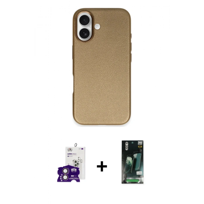 MARSİLYAN™- iPhone 16 Kılıf Zirve Modern Prime - Siyah 360 Mat Full Body Arka Koruyucu + Bilvis Titan Kamera Lens - PE