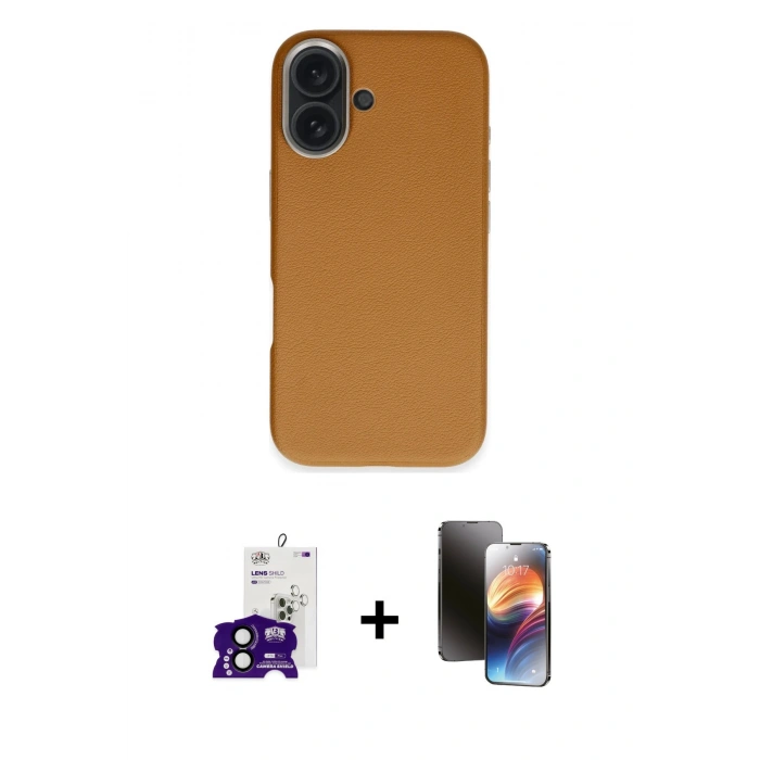 MARSİLYAN™- iPhone 16 Kılıf Zirve Modern Prime - Siyah 3D Antistatik Mat Seramik Nano Ekran Koruyucu + Bilvis Titan Kamera Lens - SH