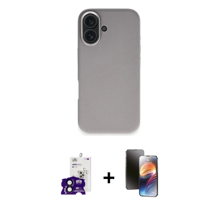 MARSİLYAN™- iPhone 16 Kılıf Zirve Modern Prime - Siyah 3D Antistatik Mat Seramik Nano Ekran Koruyucu + Bilvis Titan Kamera Lens - SH