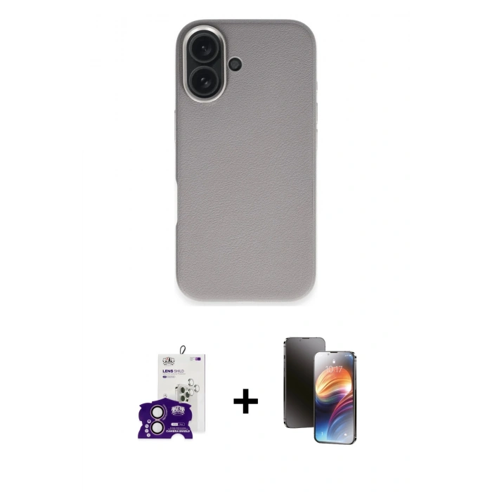 MARSİLYAN™- iPhone 16 Kılıf Zirve Modern Prime - Siyah 3D Antistatik Mat Seramik Nano Ekran Koruyucu + Bilvis Titan Kamera Lens - PE