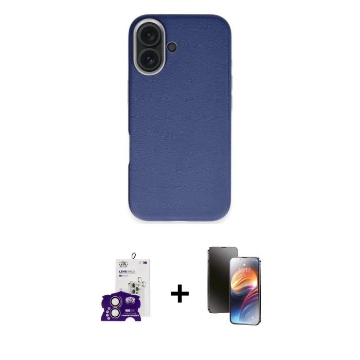 MARSİLYAN™- iPhone 16 Kılıf Zirve Modern Prime - Siyah 3D Antistatik Mat Seramik Nano Ekran Koruyucu + Bilvis Titan Kamera Lens - PE