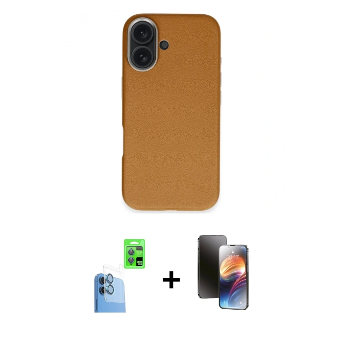 MARSİLYAN™- iPhone 16 Kılıf Zirve Modern Prime - Siyah 3D Antistatik Mat Seramik Nano Ekran Koruyucu + Raze Metal Kamera Lens - LT