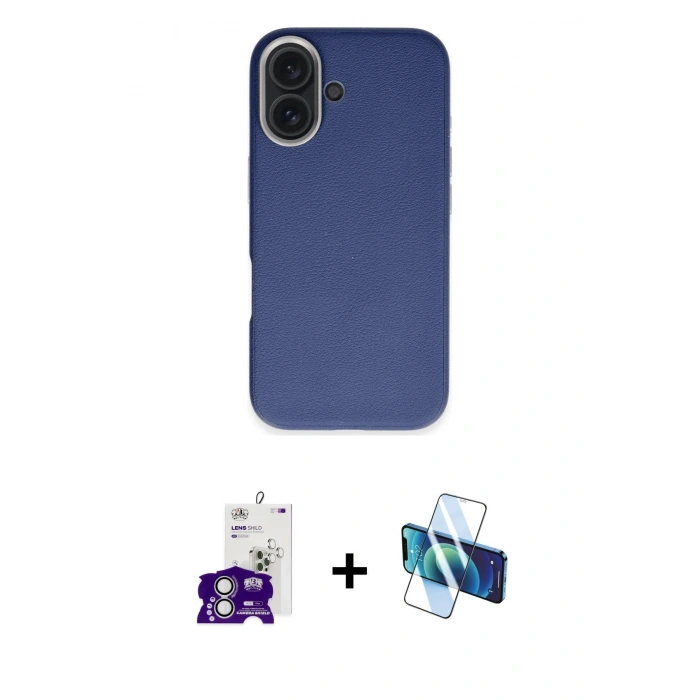 MARSİLYAN™- iPhone 16 Kılıf Zirve Modern Prime - Siyah 3D Antistatik Seramik Nano Ekran Koruyucu + Bilvis Titan Kamera Lens - GS