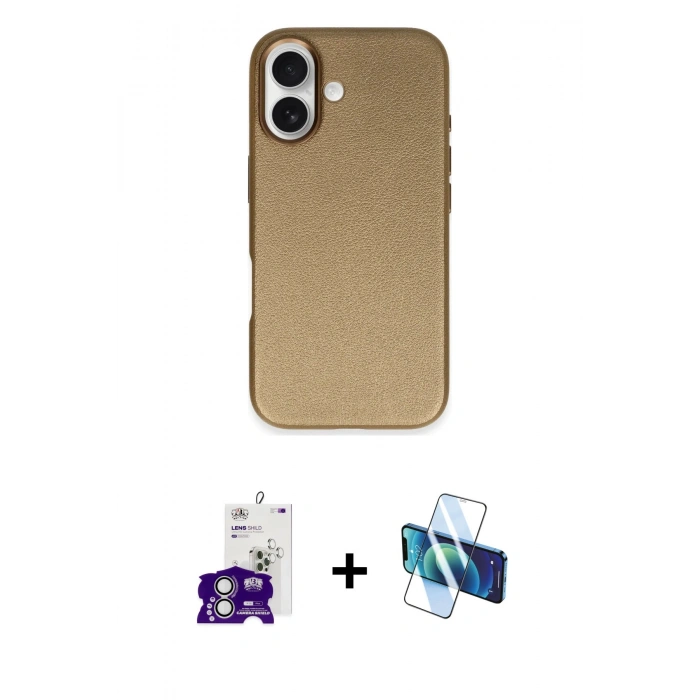 MARSİLYAN™- iPhone 16 Kılıf Zirve Modern Prime - Siyah 3D Antistatik Seramik Nano Ekran Koruyucu + Bilvis Titan Kamera Lens - GS