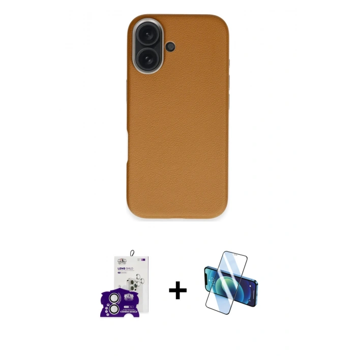 MARSİLYAN™- iPhone 16 Kılıf Zirve Modern Prime - Siyah 3D Antistatik Seramik Nano Ekran Koruyucu + Bilvis Titan Kamera Lens - GS