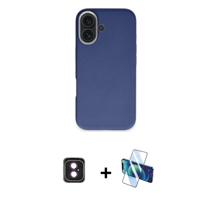 MARSİLYAN™- iPhone 16 Kılıf Zirve Modern Prime - Siyah 3D Antistatik Seramik Nano Ekran Koruyucu + PVD Metal Kamera Lens - PE
