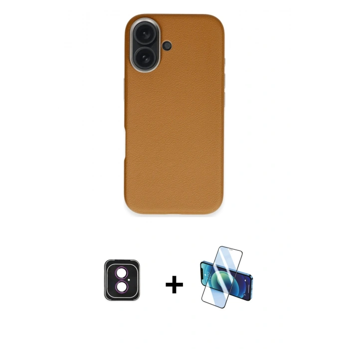 MARSİLYAN™- iPhone 16 Kılıf Zirve Modern Prime - Siyah 3D Antistatik Seramik Nano Ekran Koruyucu + PVD Metal Kamera Lens - PE