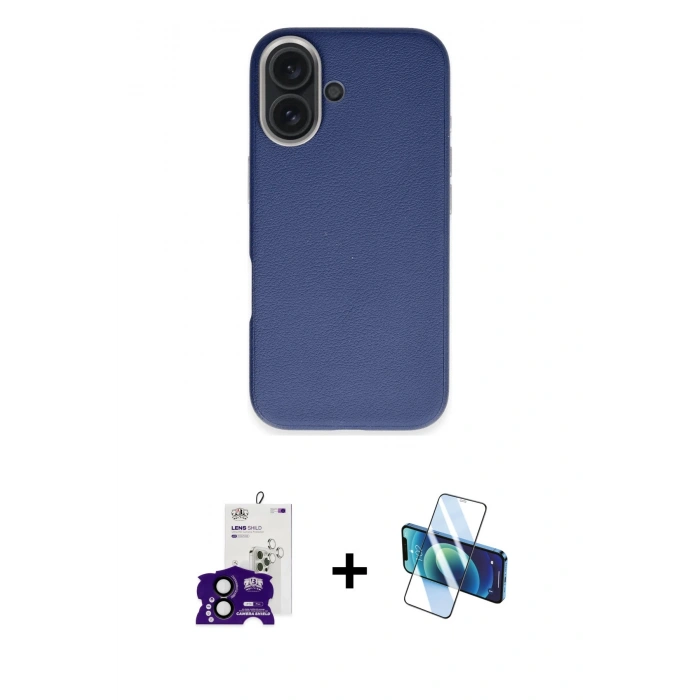 MARSİLYAN™- iPhone 16 Kılıf Zirve Modern Prime - Siyah 3D Antistatik Seramik Nano Ekran Koruyucu + Bilvis Titan Kamera Lens - SH