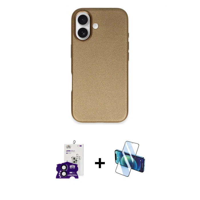 MARSİLYAN™- iPhone 16 Kılıf Zirve Modern Prime - Siyah 3D Antistatik Seramik Nano Ekran Koruyucu + Bilvis Titan Kamera Lens - SH