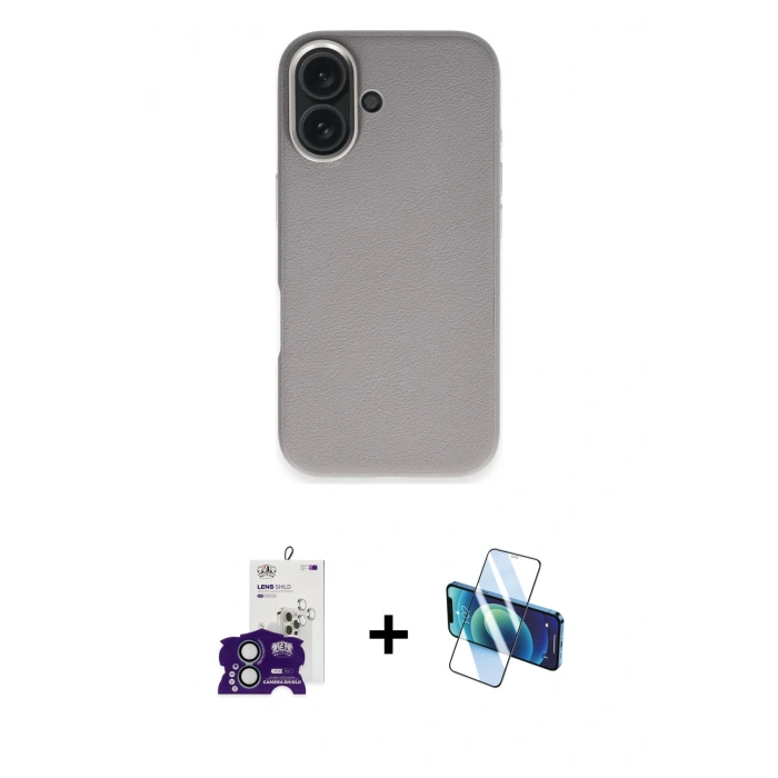MARSİLYAN™- iPhone 16 Kılıf Zirve Modern Prime - Siyah 3D Antistatik Seramik Nano Ekran Koruyucu + Bilvis Titan Kamera Lens - YL