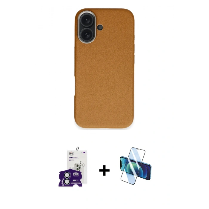MARSİLYAN™- iPhone 16 Kılıf Zirve Modern Prime - Siyah 3D Antistatik Seramik Nano Ekran Koruyucu + Bilvis Titan Kamera Lens - YL