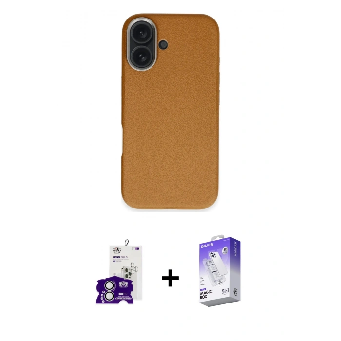 MARSİLYAN™- iPhone 16 Kılıf Zirve Modern Prime - Siyah Bilvis 5in1 3D Magic Cam Ekran Koruyucu + Bilvis Titan Kamera Lens - GS