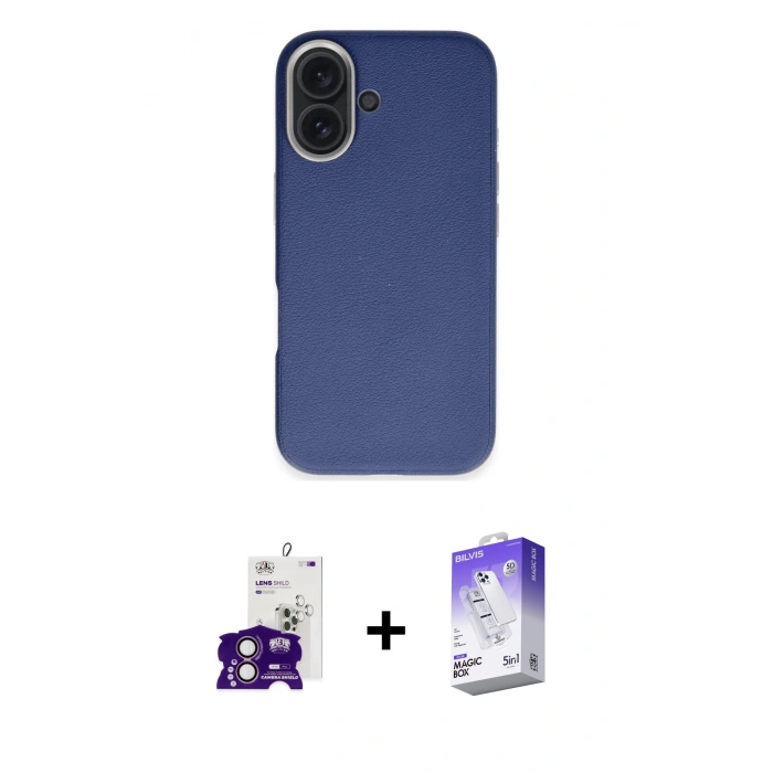 MARSİLYAN™- iPhone 16 Kılıf Zirve Modern Prime - Siyah Bilvis 5in1 3D Magic Cam Ekran Koruyucu + Bilvis Titan Kamera Lens - PE