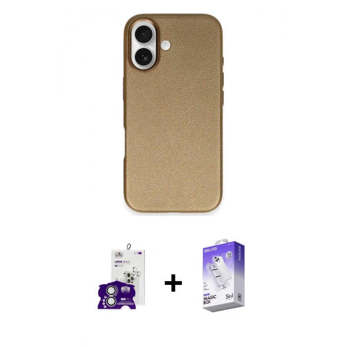 MARSİLYAN™- iPhone 16 Kılıf Zirve Modern Prime - Siyah Bilvis 5in1 3D Magic Cam Ekran Koruyucu + Bilvis Titan Kamera Lens - GS