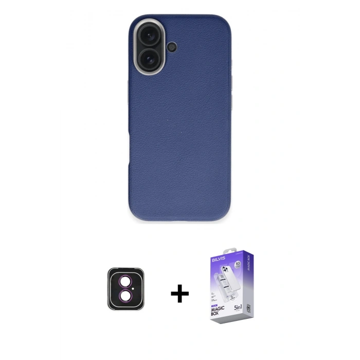 MARSİLYAN™- iPhone 16 Kılıf Zirve Modern Prime - Siyah Bilvis 5in1 3D Magic Cam Ekran Koruyucu + PVD Metal Kamera Lens - PE