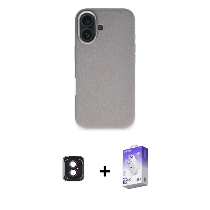 MARSİLYAN™- iPhone 16 Kılıf Zirve Modern Prime - Siyah Bilvis 5in1 3D Magic Cam Ekran Koruyucu + PVD Metal Kamera Lens - PE