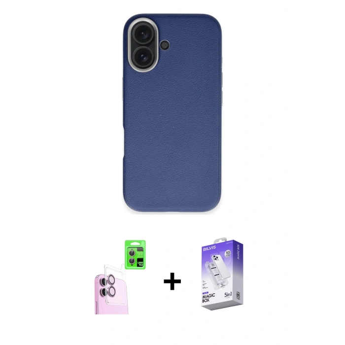 MARSİLYAN™- iPhone 16 Kılıf Zirve Modern Prime - Siyah Bilvis 5in1 3D Magic Cam Ekran Koruyucu + Raze Metal Kamera Lens - PE
