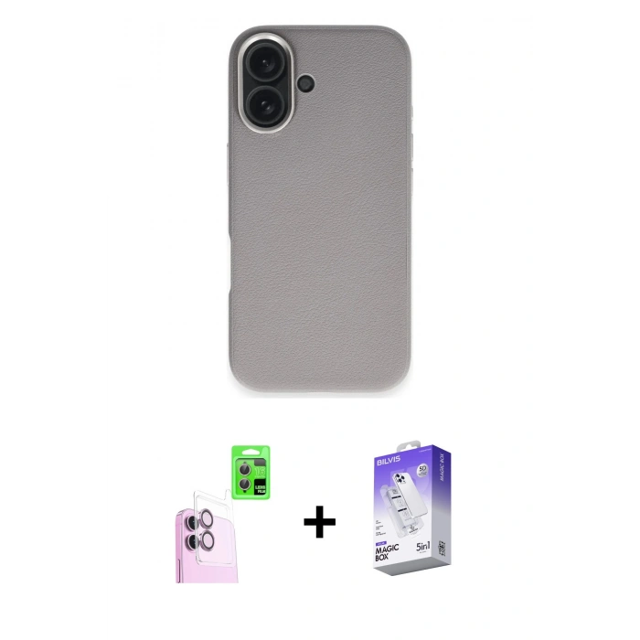 MARSİLYAN™- iPhone 16 Kılıf Zirve Modern Prime - Siyah Bilvis 5in1 3D Magic Cam Ekran Koruyucu + Raze Metal Kamera Lens - PE
