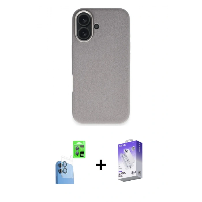 MARSİLYAN™- iPhone 16 Kılıf Zirve Modern Prime - Siyah Bilvis 5in1 3D Magic Cam Ekran Koruyucu + Raze Metal Kamera Lens - LT