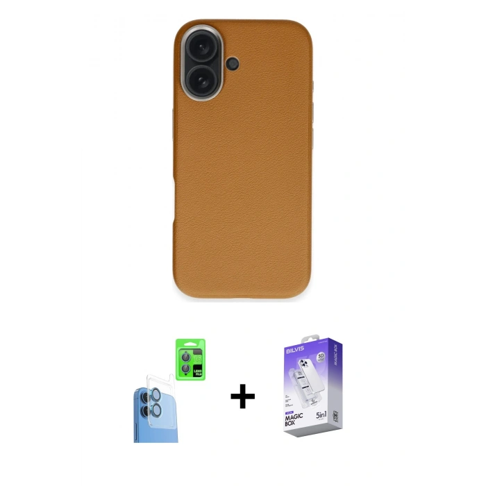 MARSİLYAN™- iPhone 16 Kılıf Zirve Modern Prime - Siyah Bilvis 5in1 3D Magic Cam Ekran Koruyucu + Raze Metal Kamera Lens - LT