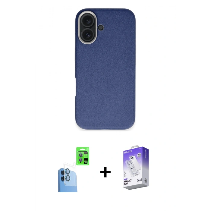 MARSİLYAN™- iPhone 16 Kılıf Zirve Modern Prime - Siyah Bilvis 5in1 3D Magic Cam Ekran Koruyucu + Raze Metal Kamera Lens - LT