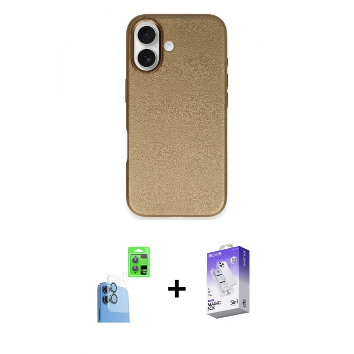 MARSİLYAN™- iPhone 16 Kılıf Zirve Modern Prime - Siyah Bilvis 5in1 3D Magic Cam Ekran Koruyucu + Raze Metal Kamera Lens - LT