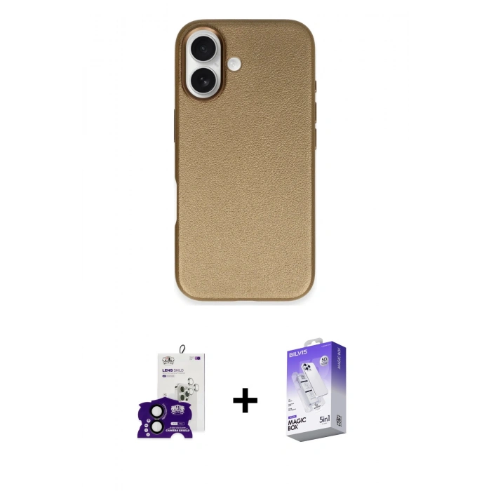 MARSİLYAN™- iPhone 16 Kılıf Zirve Modern Prime - Siyah Bilvis 5in1 3D Magic Cam Ekran Koruyucu + Bilvis Titan Kamera Lens - SH