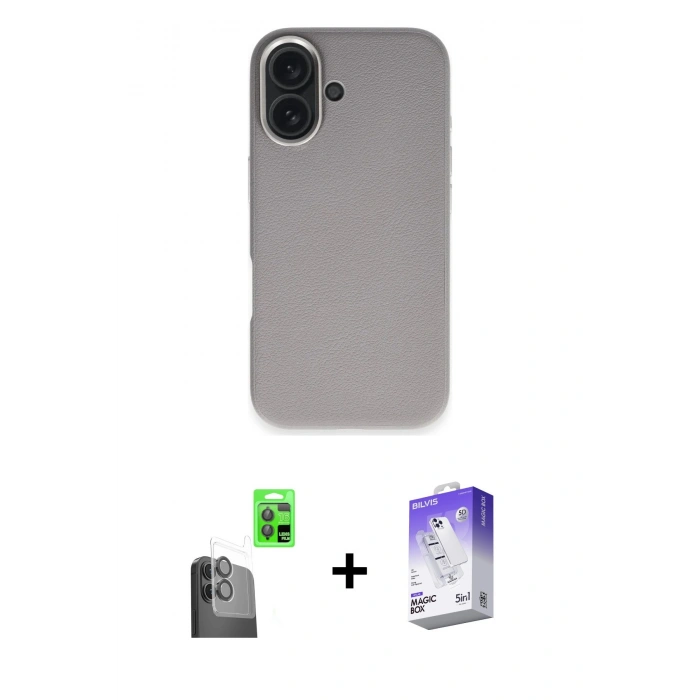 MARSİLYAN™- iPhone 16 Kılıf Zirve Modern Prime - Siyah Bilvis 5in1 3D Magic Cam Ekran Koruyucu + Raze Metal Kamera Lens - SH