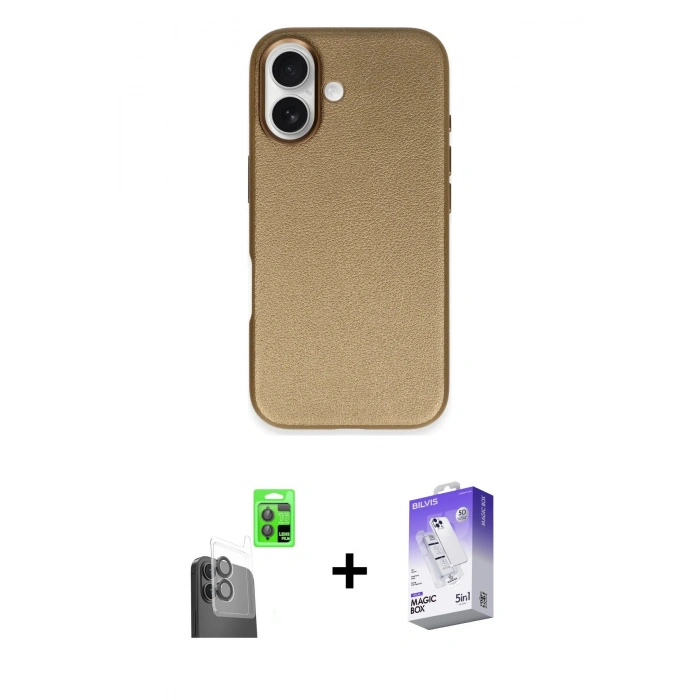 MARSİLYAN™- iPhone 16 Kılıf Zirve Modern Prime - Siyah Bilvis 5in1 3D Magic Cam Ekran Koruyucu + Raze Metal Kamera Lens - SH