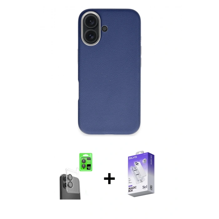 MARSİLYAN™- iPhone 16 Kılıf Zirve Modern Prime - Siyah Bilvis 5in1 3D Magic Cam Ekran Koruyucu + Raze Metal Kamera Lens - SH